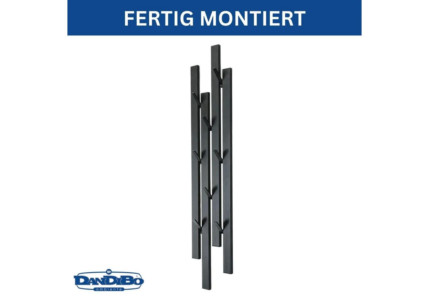 DanDiBo Wandgarderobe Schwarz Metall mit 8 Haken Modern - Bild 5