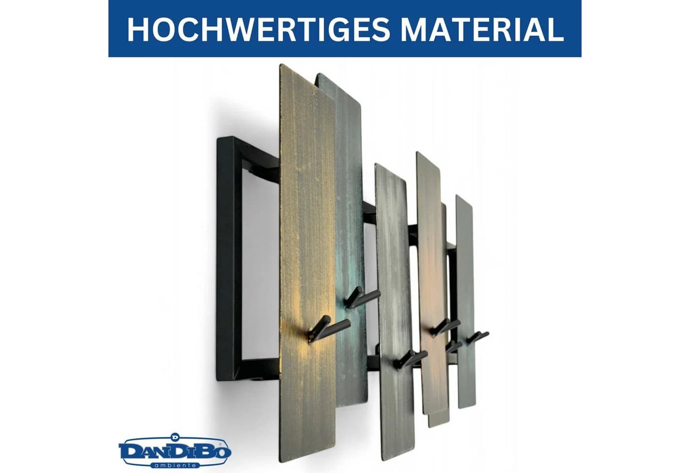 DanDiBo Wandgarderobe Schwarz Metall 12 Haken - Bild 3