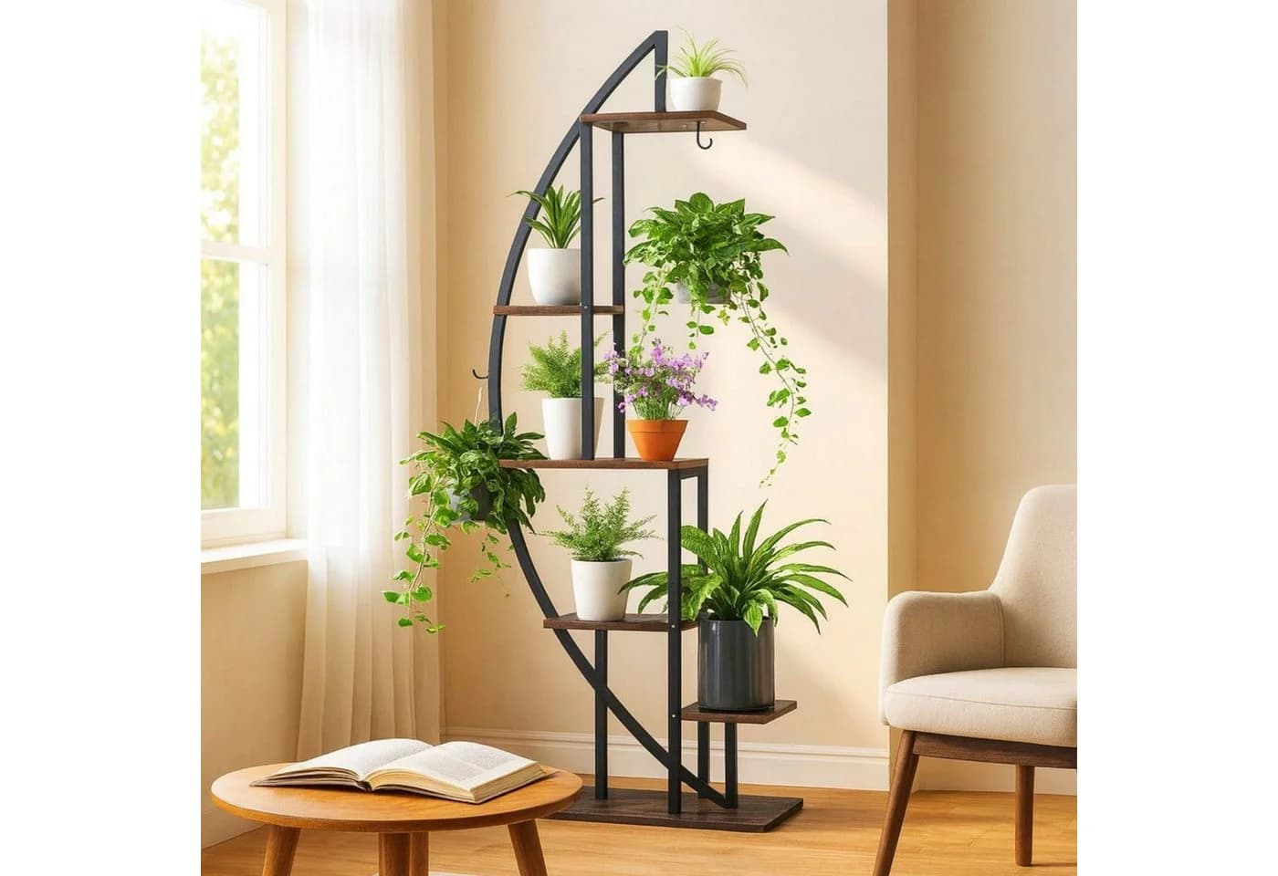 DanDiBo Blumenständer Metall 160 cm Hoch Schwarz Halbrund - Bild 2