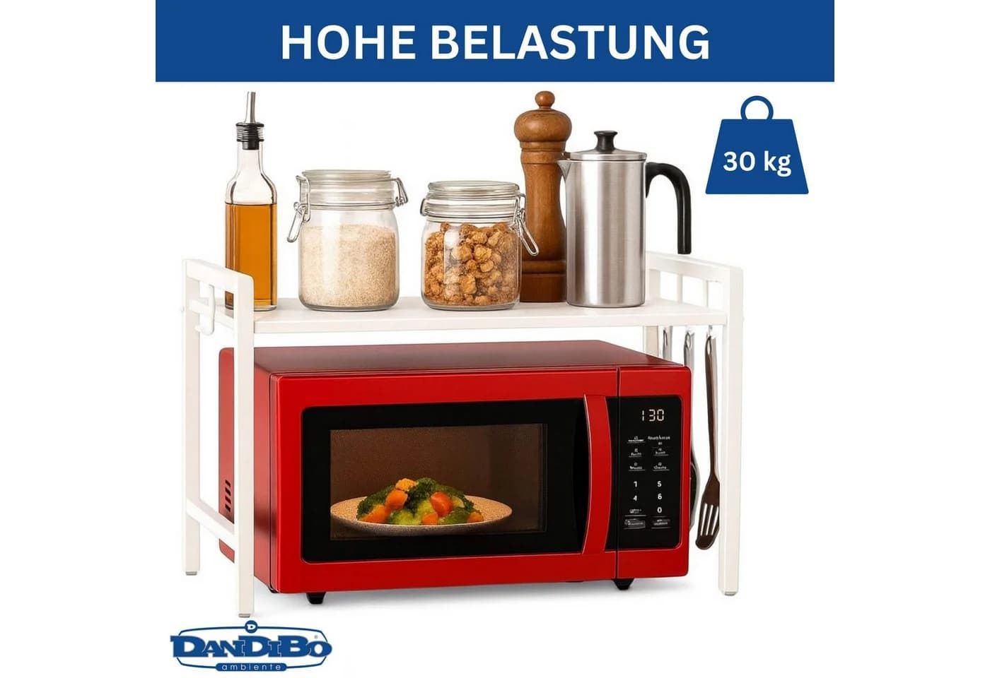 DanDiBo Küchenregal Verstellbares Mikrowellenregal Weiß - Bild 4