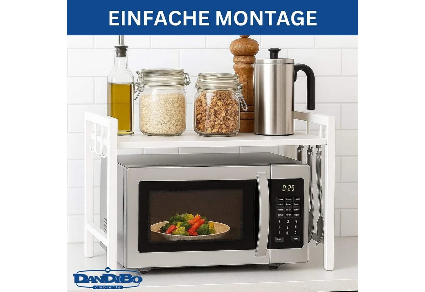 DanDiBo Küchenregal Verstellbares Mikrowellenregal Weiß - Bild 5