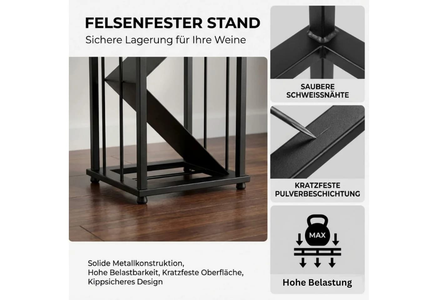 DanDiBo Weinregal Stehend 96693 Flaschenregal Weinständer Flaschenhalter Schmal Modern - Bild 5