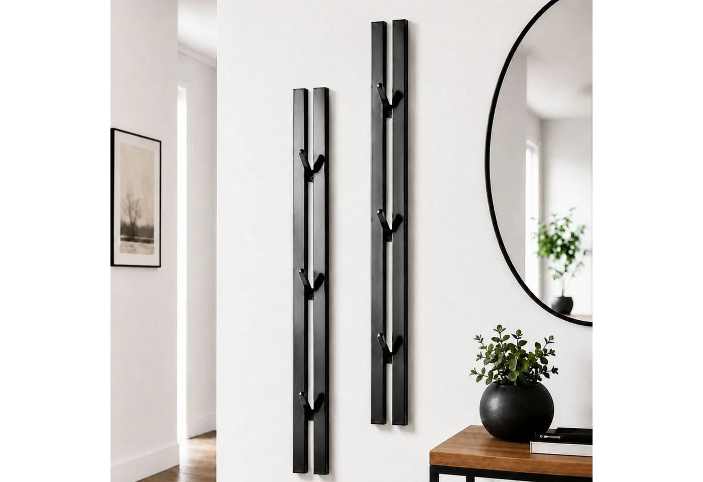 DanDiBo Wandgarderobe 2er Set Schwarz Metall mit 6 Haken - Bild 2