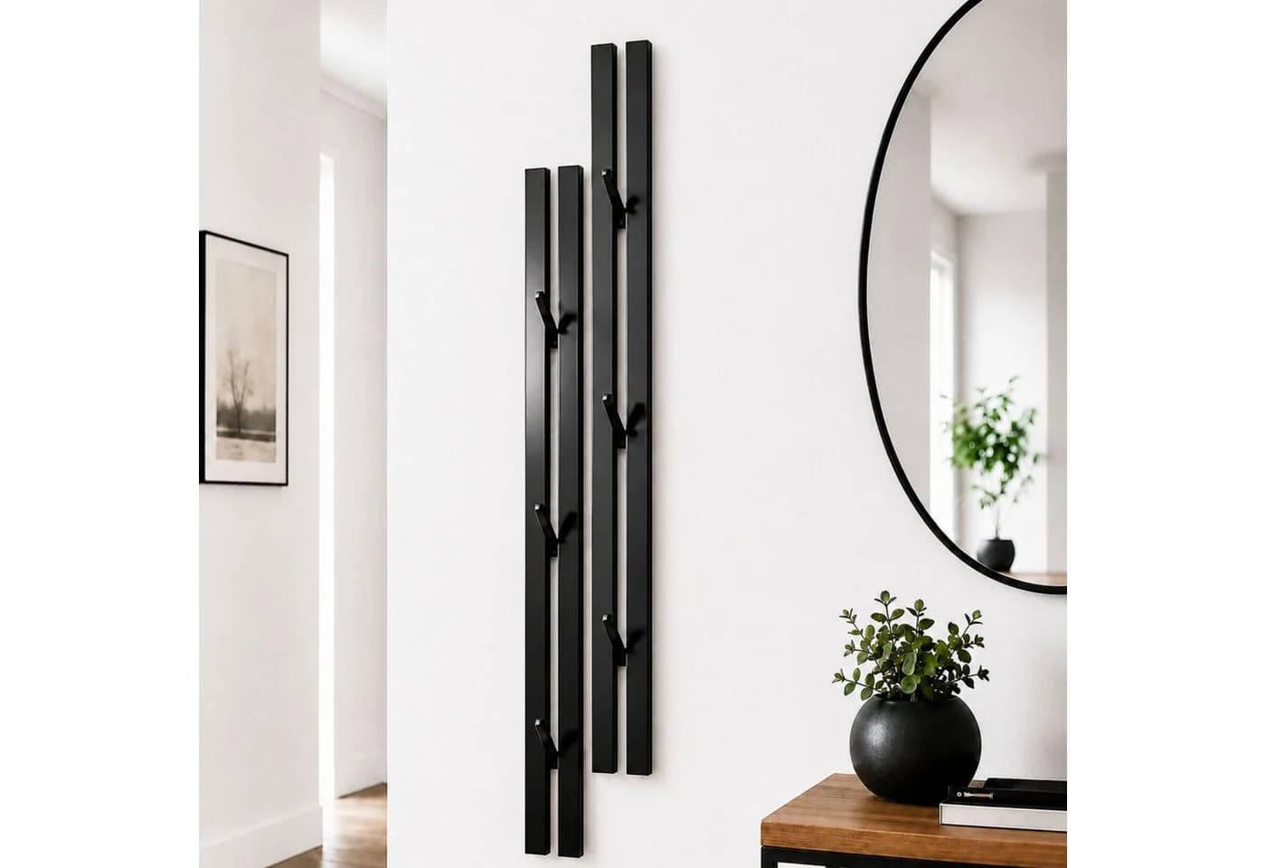 DanDiBo Wandgarderobe 2er Set Schwarz Metall mit 6 Haken - Bild 5