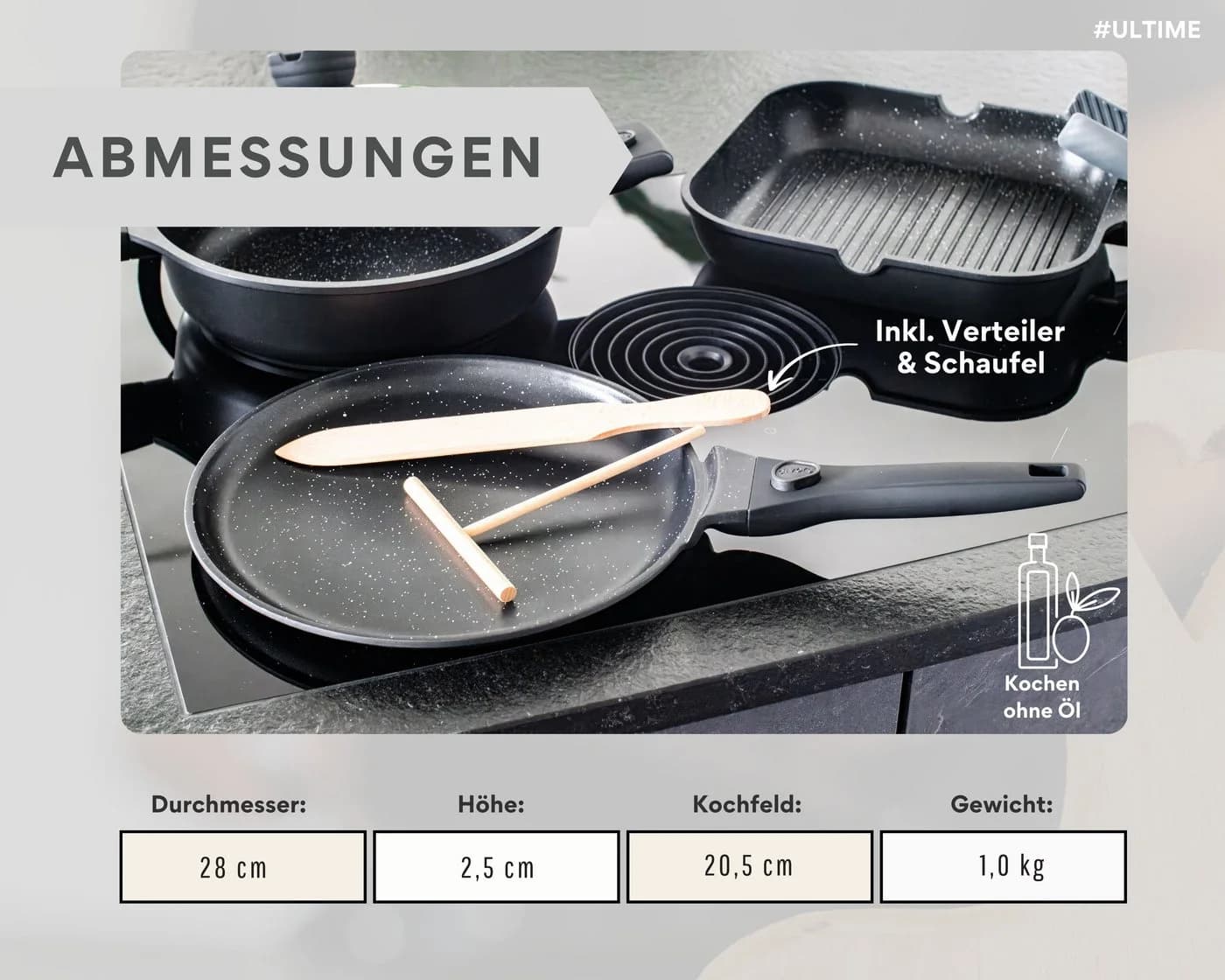 divory Crêpepfanne Pizzapfanne 28 cm Aluminium Antihaft - Bild 3