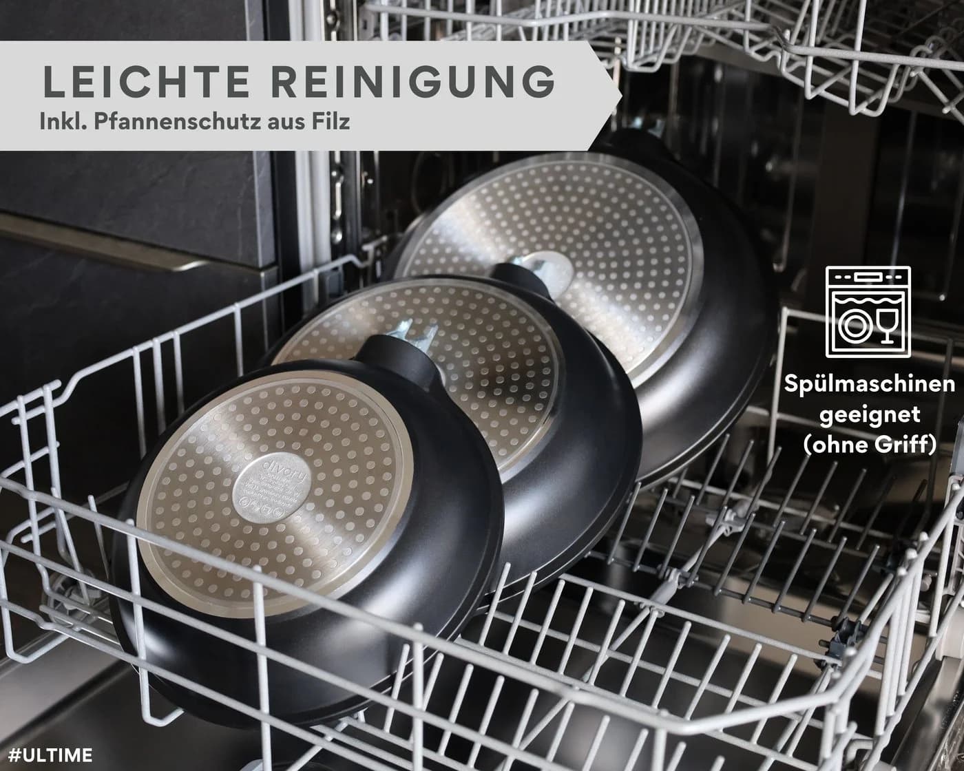 divory Wok-Pfanne 30 cm mit abnehmbarem Griff und Antihaftbeschichtung - Bild 4