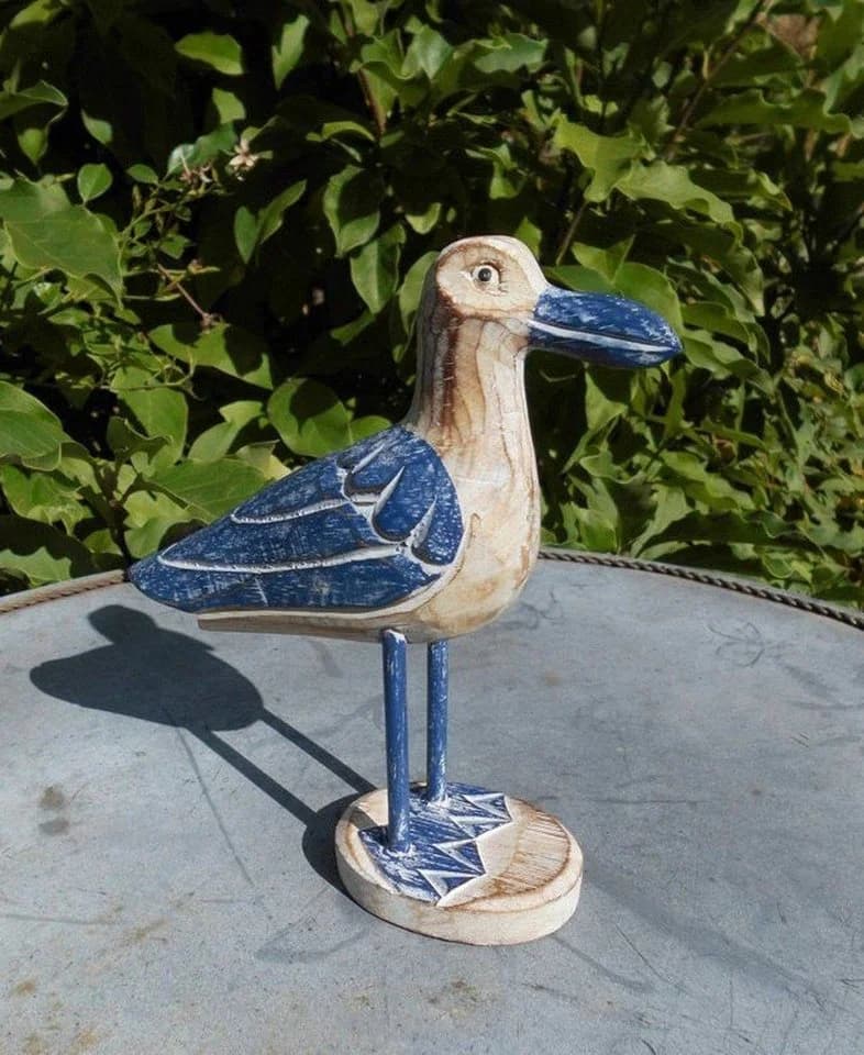 Dekofigur Möwe auf Fuß Holz massiv maritime Deko 20 cm - Bild 3