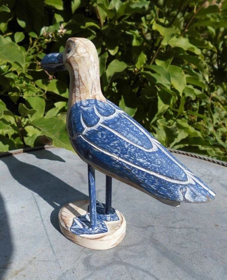 Dekofigur Möwe auf Fuß Holz massiv maritime Deko 20 cm - Bild 4