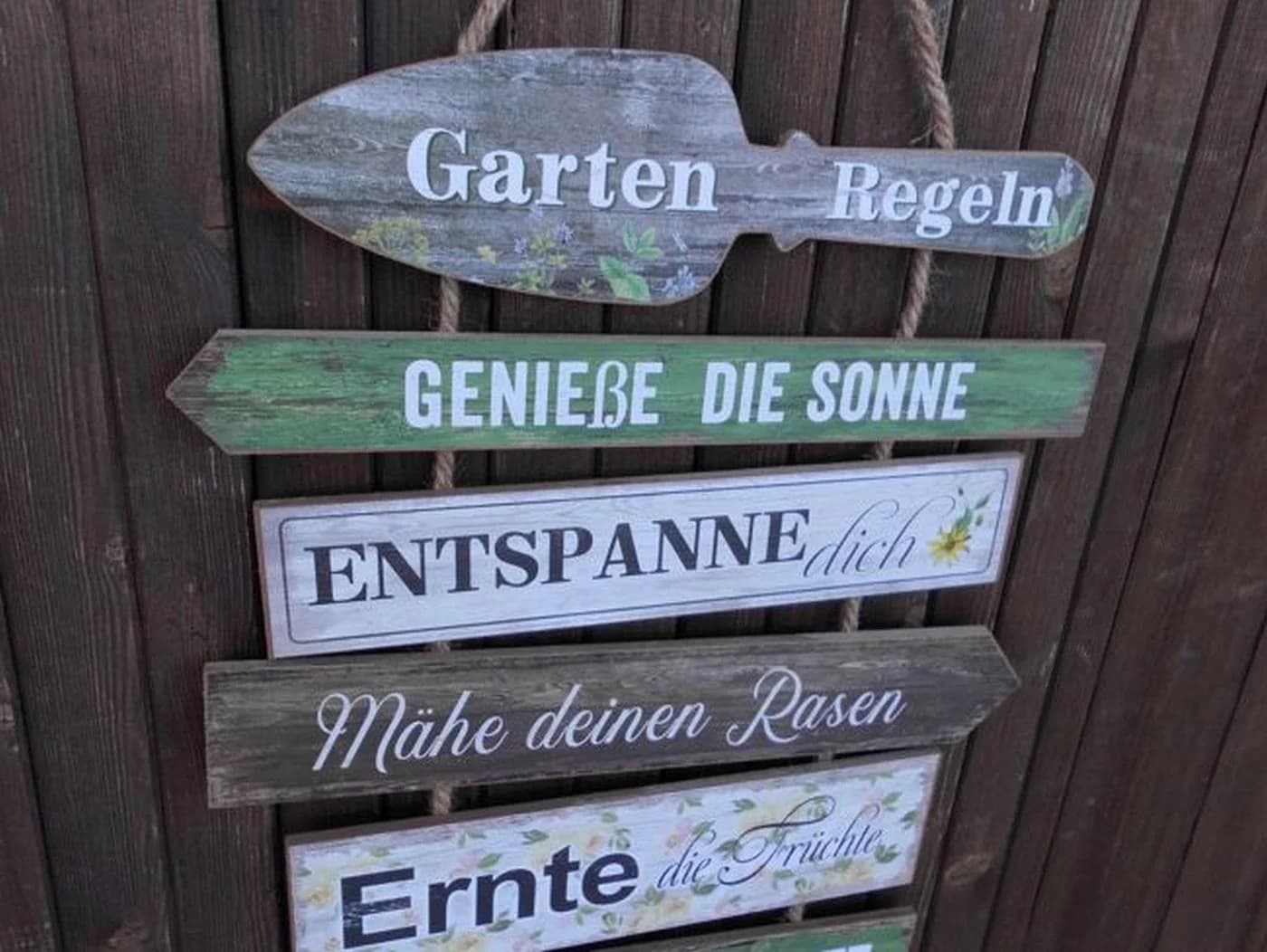 Deko-Impression Hängeschild Gartenregeln Bunt Holz MDF