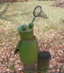 Deko-Impression Zaunhocker Frosch mit Kescher Gartendekoration Eisen Bild 1