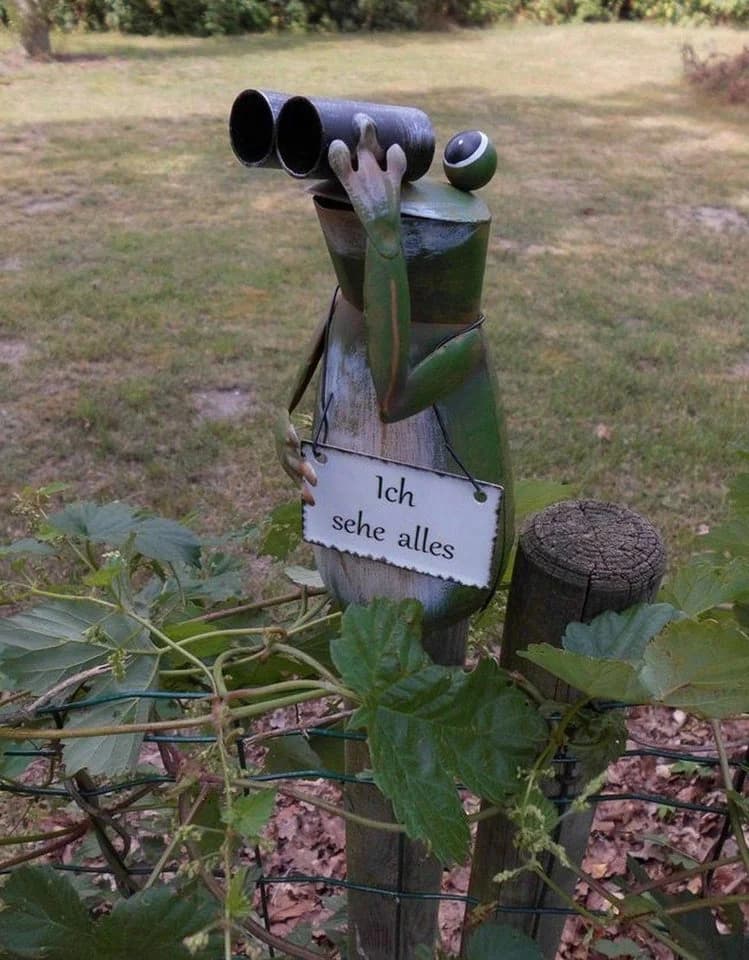Deko-Impression Zaunfigur Frosch mit Fernglas Grün