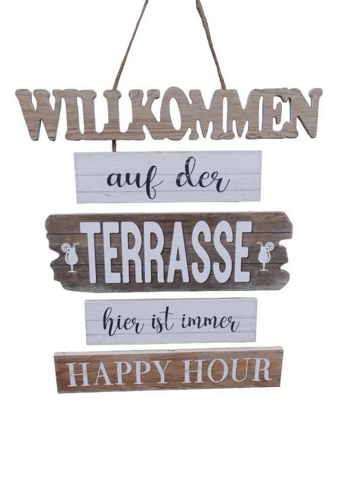 Deko-Impression Hängeschild Willkommen auf der Terrasse Bunt - Bild 2
