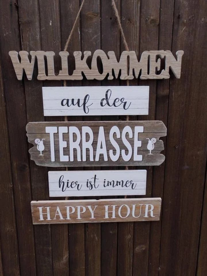 Deko-Impression Hängeschild Willkommen auf der Terrasse Bunt - Bild 3