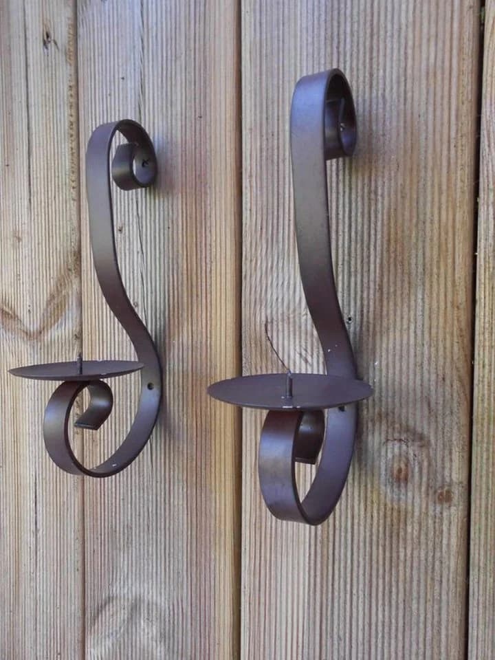 Deko-Impression Wandkerzenhalter 2er Set Eisen massiv dunkelbraun
