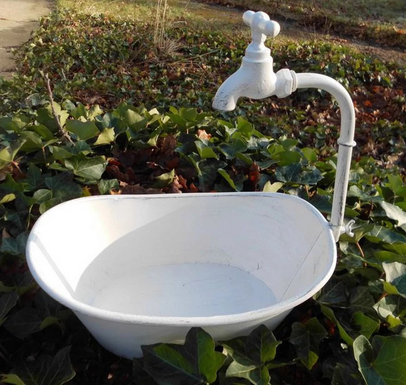 Deko-Impression Pflanzschale Wanne mit Deko-Wasserhahn weiß - Bild 4
