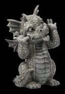 Figuren Shop GmbH Gartenfigur Drache schneidet Grimasse Grau Bild 1