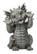 Figuren Shop GmbH Gartenfigur Drache schneidet Grimasse Grau Bild 2