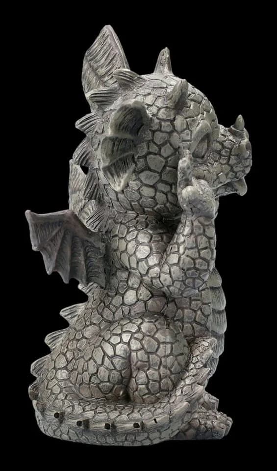 Figuren Shop GmbH Gartenfigur Drache schneidet Grimasse Grau - Bild 3