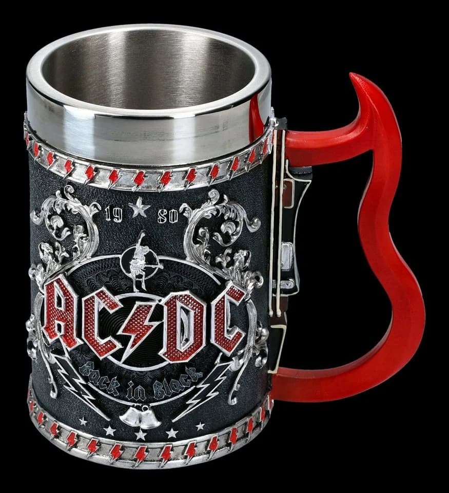 AC/DC Bierkrug Back in Black Metall & Kunststein - Bild 3