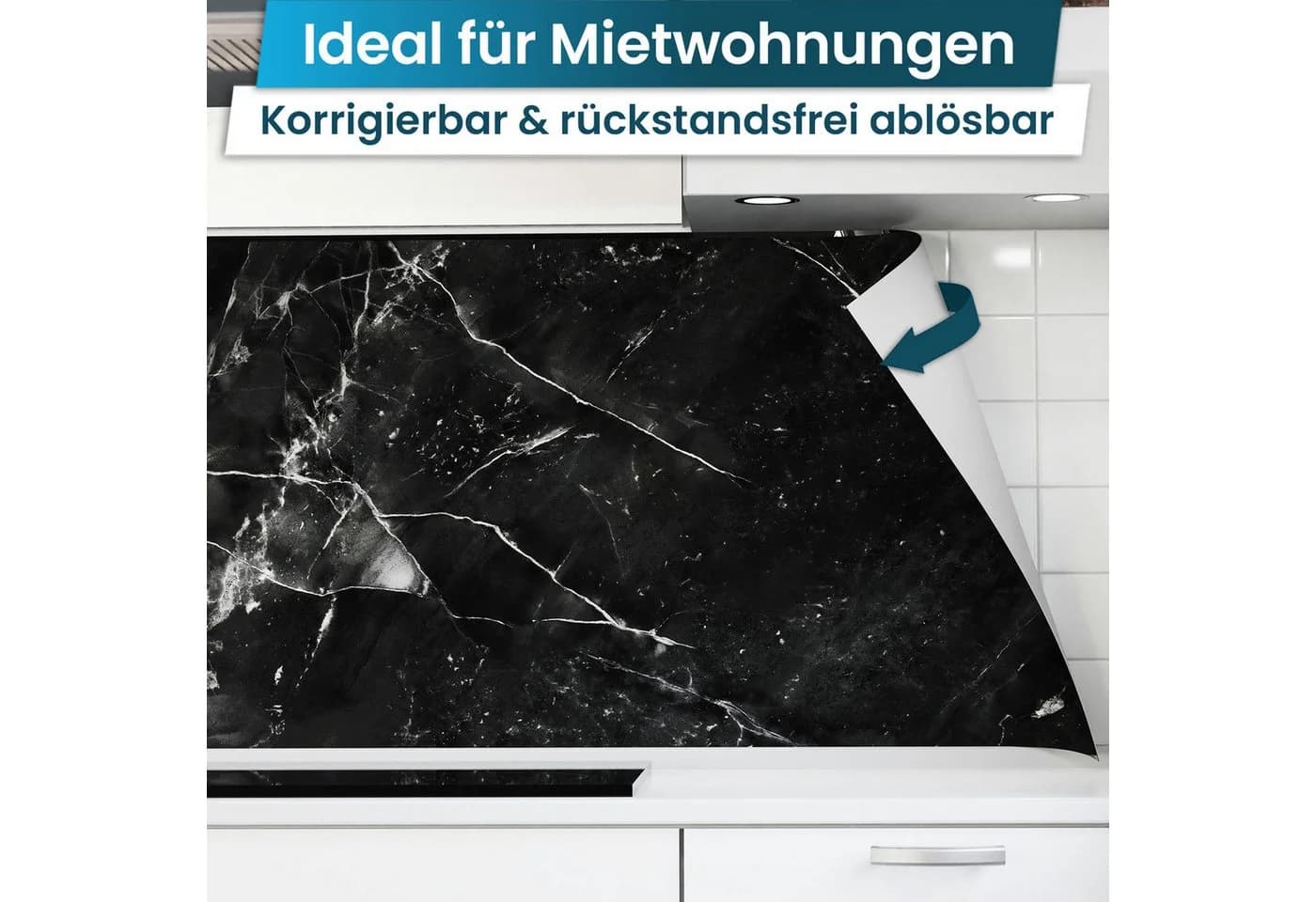 danario Küchenrückwand Folie selbstklebend Matt Schwarz Spritzschutz - Bild 3