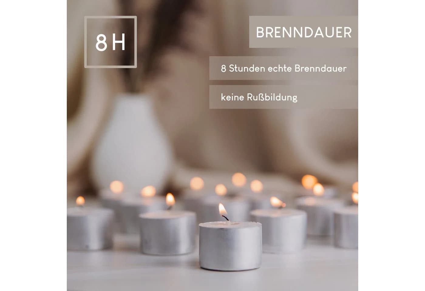 Candelo Teelicht 100 XXL Teelichter mit 8 Stunden langer Brenndauer