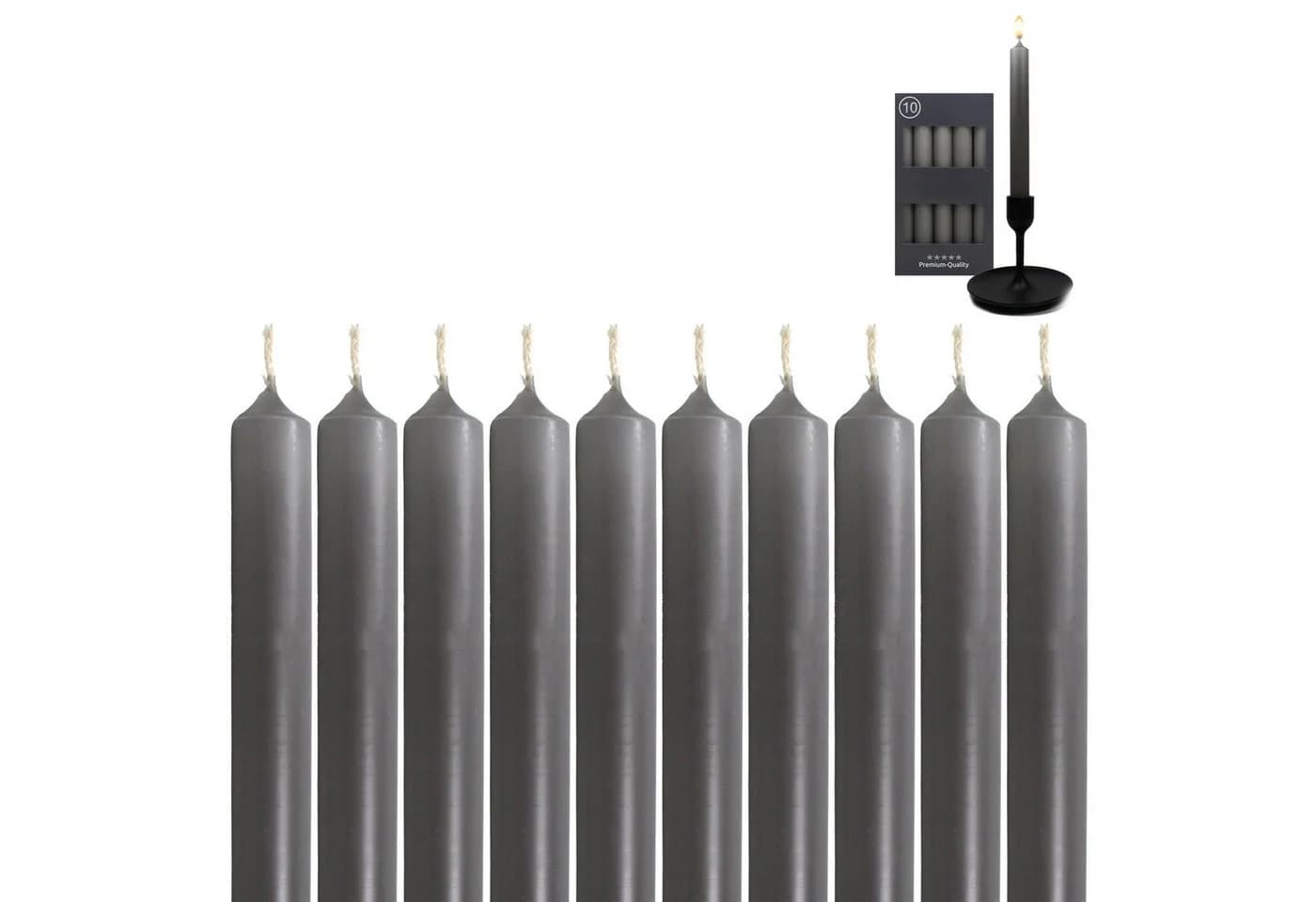 Candelo Spitzkerzen 10er Set Schiefergrau 7,5 Std Brenndauer 18,5cm