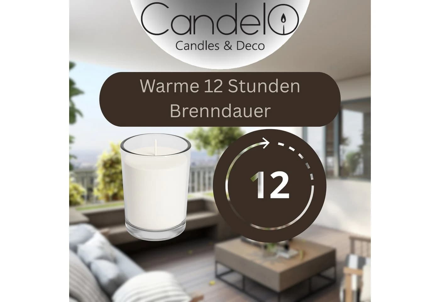 Candelo Votivkerzen 16-tlg. Weiß Glas Kerzen 12 Std. Brenndauer - Bild 3