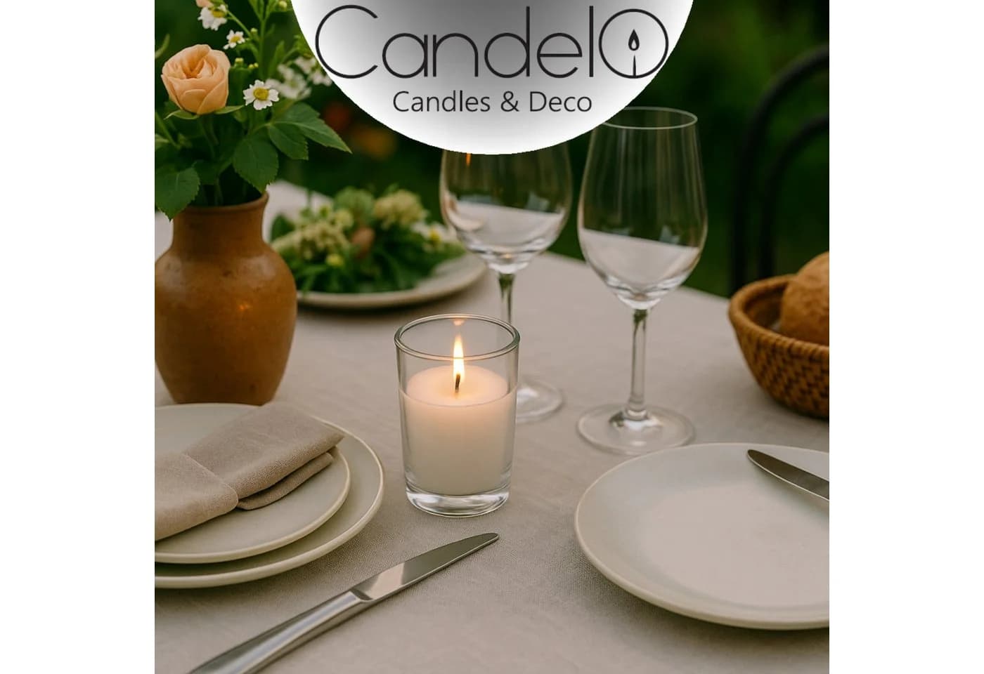 Candelo Votivkerzen 16-tlg. Weiß Glas Kerzen 12 Std. Brenndauer - Bild 5
