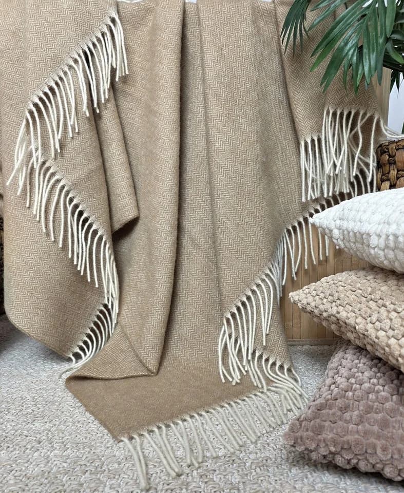 STTS Wolldecke TIROL A 100 % Schurwolle Beige/Braun - Bild 4