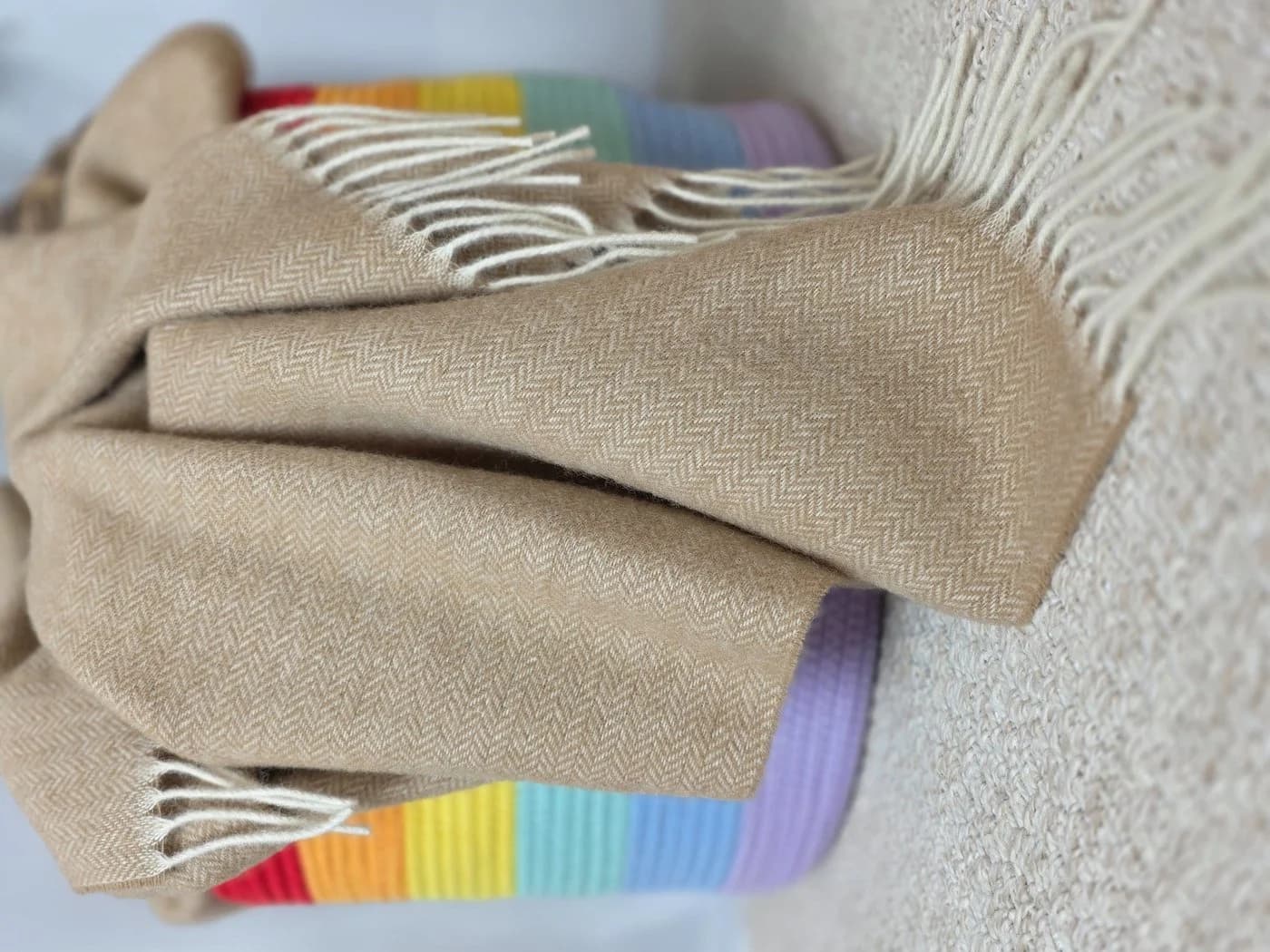 STTS Wolldecke TIROL A 100 % Schurwolle Beige/Braun - Bild 5