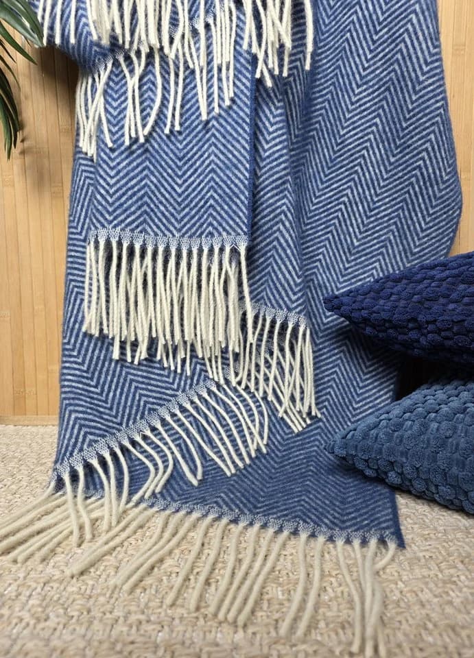 STTS Wolldecke TIROL M 100 % Schurwolle Blau - Bild 4
