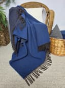 STTS Wolldecke TIROL 100% Schurwolle Braun-Blau Bild 1