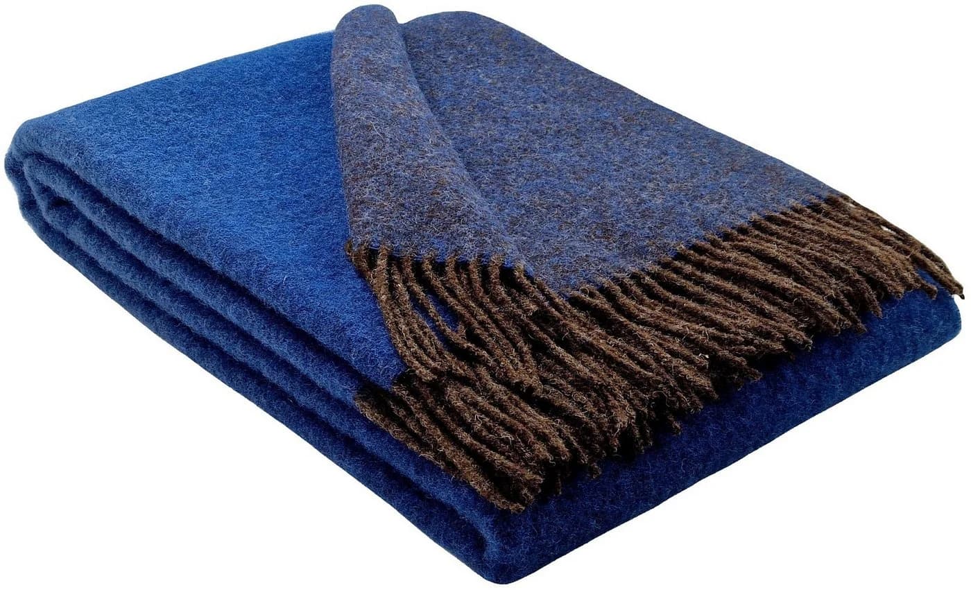 STTS Wolldecke TIROL 100% Schurwolle Braun-Blau - Bild 2