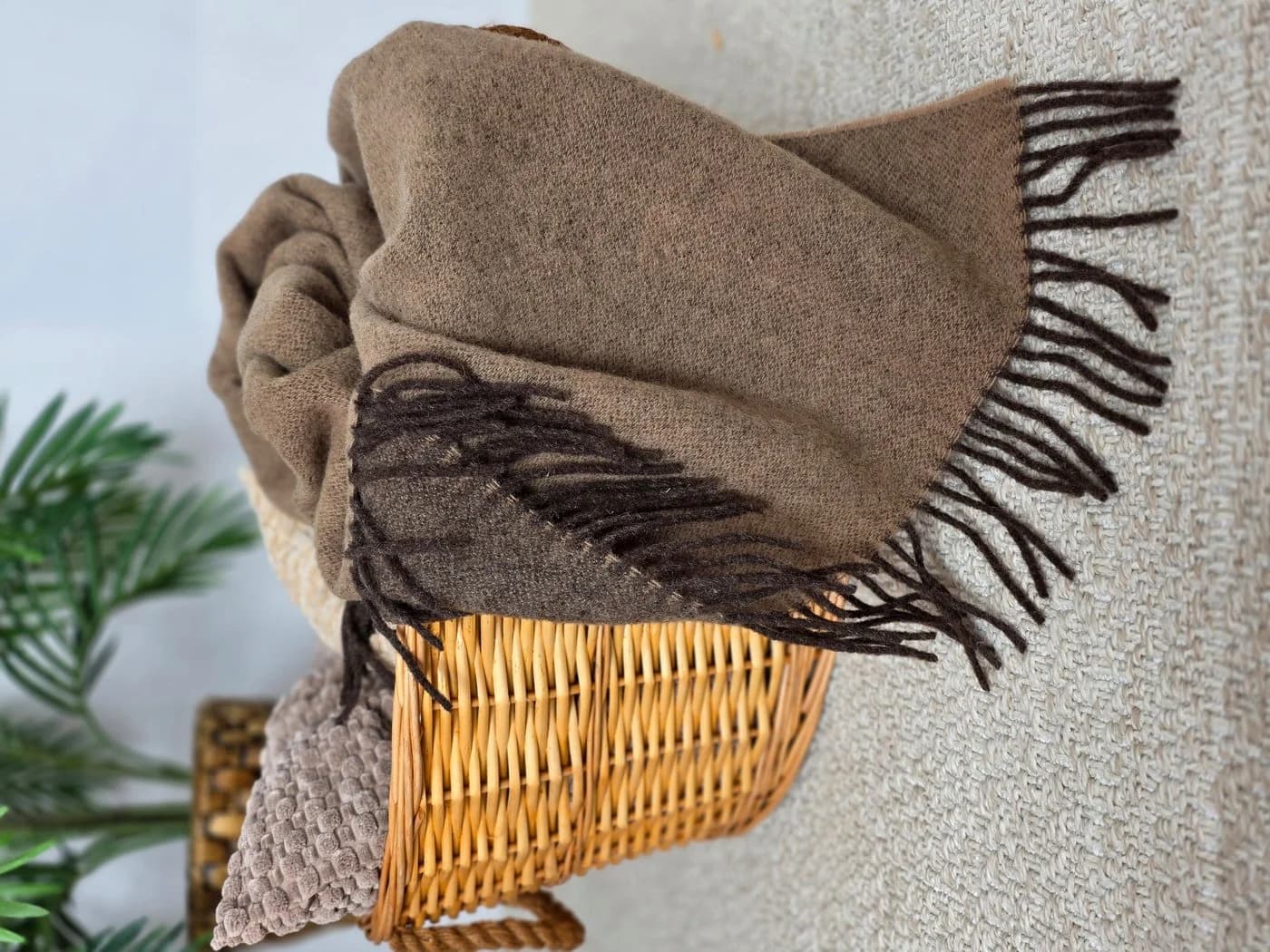 STTS Wolldecke TIROL 100% Schurwolle Beige/Braun - Bild 4