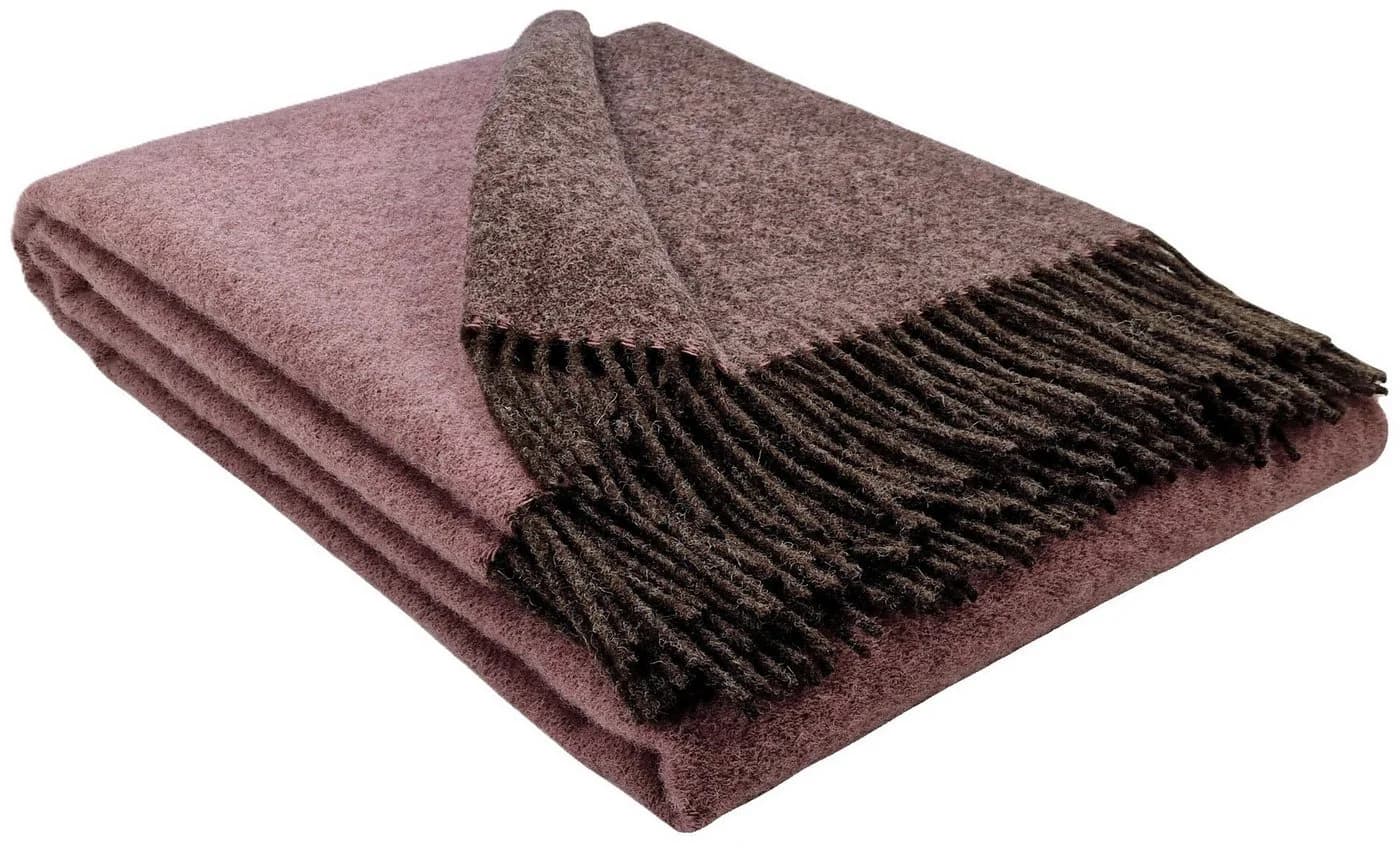 STTS Wolldecke TIROL 100% Schurwolle Braun-Rosa - Bild 2