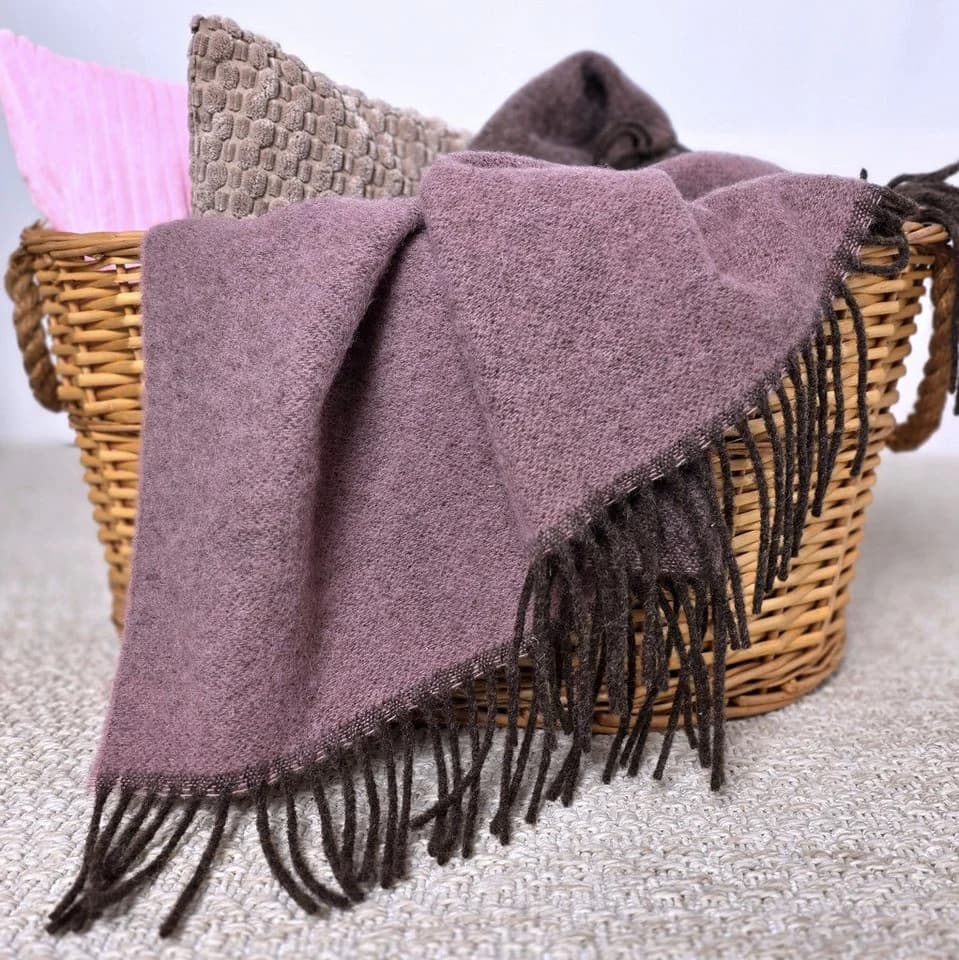 STTS Wolldecke TIROL 100% Schurwolle Braun-Rosa - Bild 5