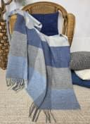 STTS Wolldecke "FARO Karo" Merinowolle-Kaschmir-Mix Grau-Blau Bild 1