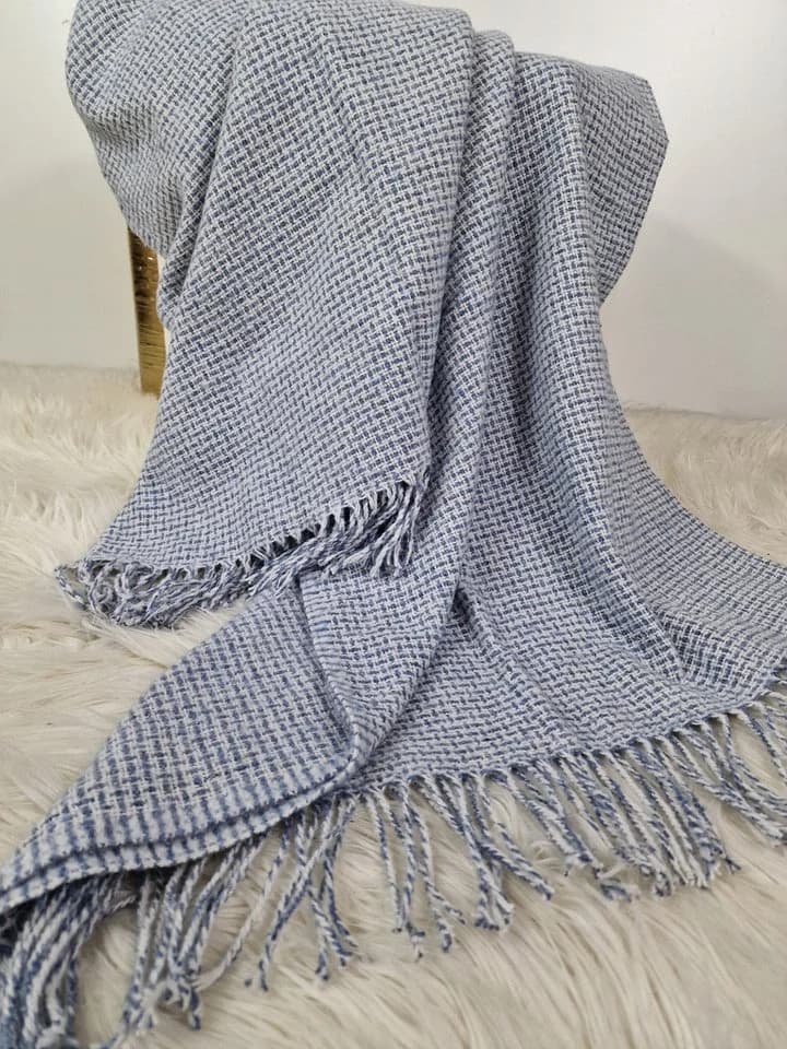 STTS Wohndecke PALMERA Plaid Kuscheldecke Weiß-Hellblau - Bild 3