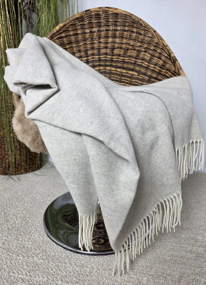 STTS Wolldecke Faro Merinowolle-Kaschmir-Mix Beige-Grau