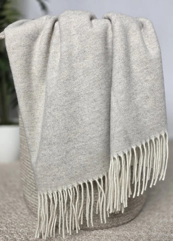 STTS Wolldecke Faro Merinowolle-Kaschmir-Mix Beige-Grau - Bild 3