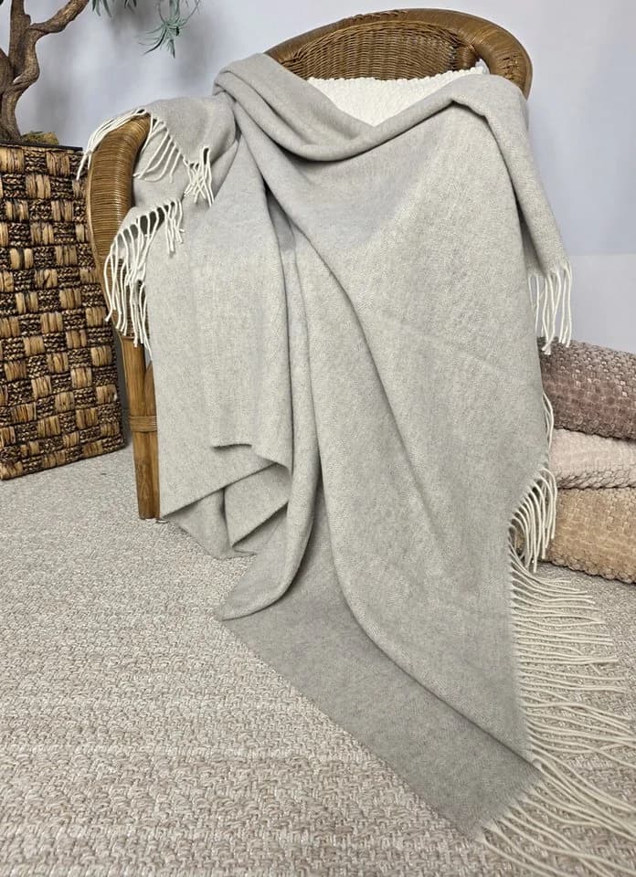 STTS Wolldecke Faro Merinowolle-Kaschmir-Mix Beige-Grau - Bild 4