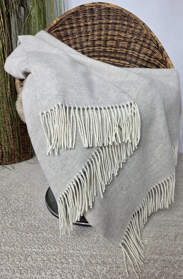 STTS Wolldecke Faro Merinowolle-Kaschmir-Mix Beige-Grau - Bild 5