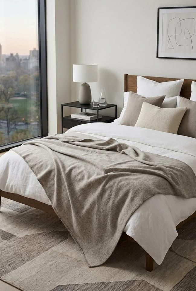 STTS Wohndecke Wolldecke 100% Schurwolle 150 x 200 cm "Selva" Braun