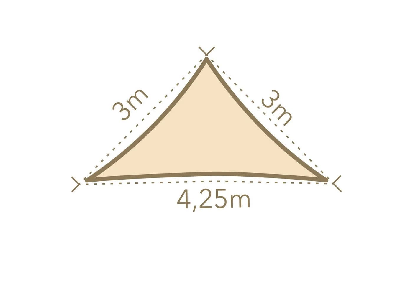 anndora Sonnensegel Tarp 3x3x4,25m HDPE rechtwinkliges Dreieck Beige