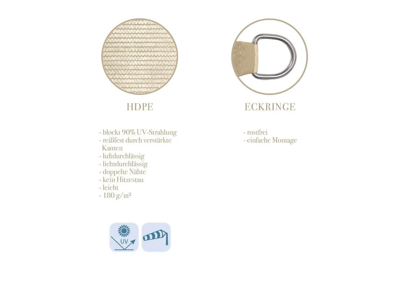 anndora Sonnensegel 5x5x7m Dreieck Beige UV-Schutz - Bild 3