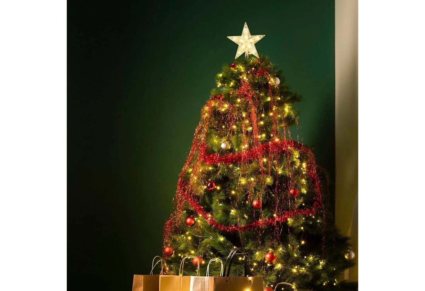Salcar LED-Lichterkette 1,5m-3m Weihnachtsbaum Lichterkette LED mit 9 Beleuchtungsmodi und Memory-Funktion