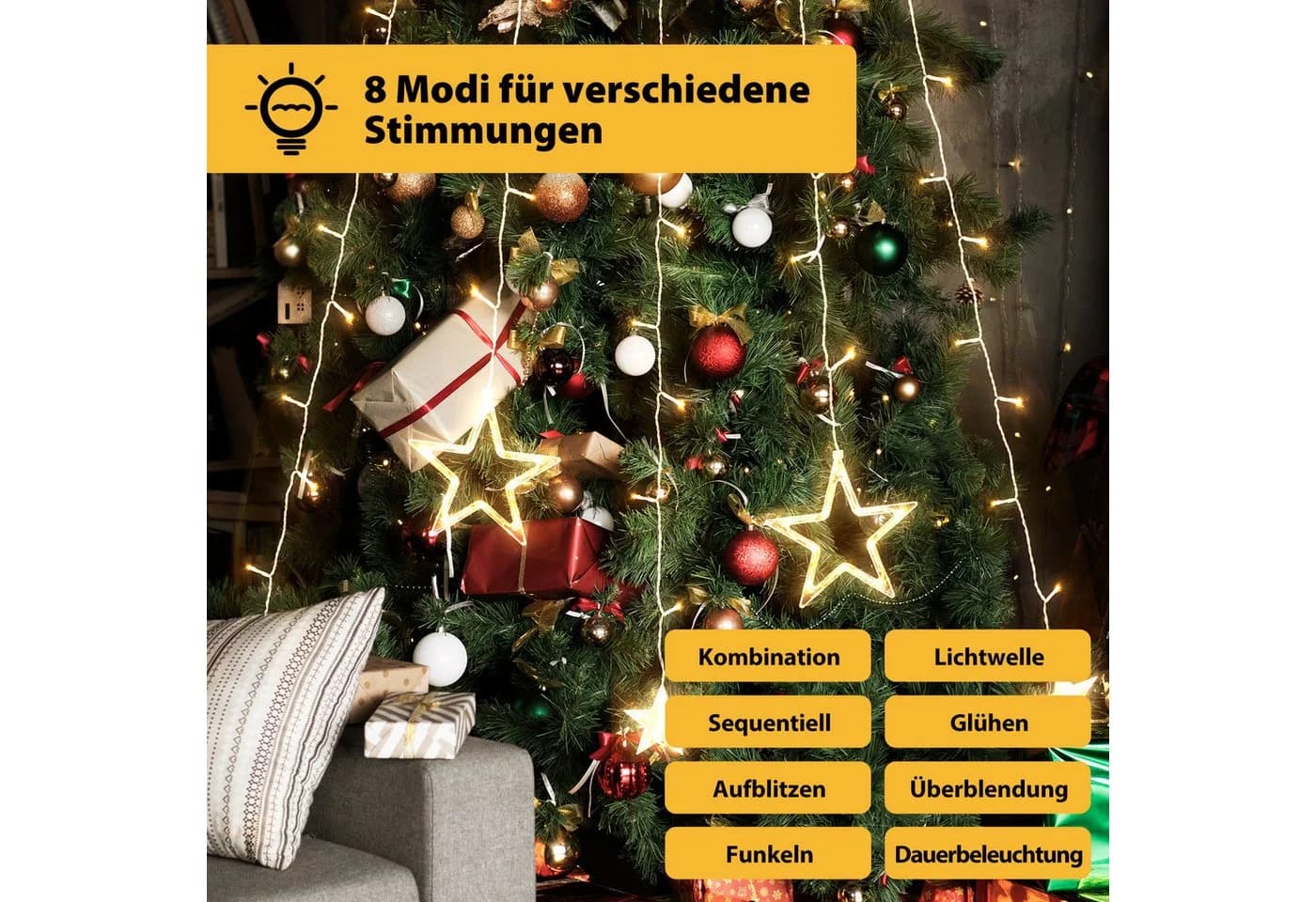 Salcar LED-Lichterkette Weihnachtsbaum 10m Warmweiß mit Fernbedienung