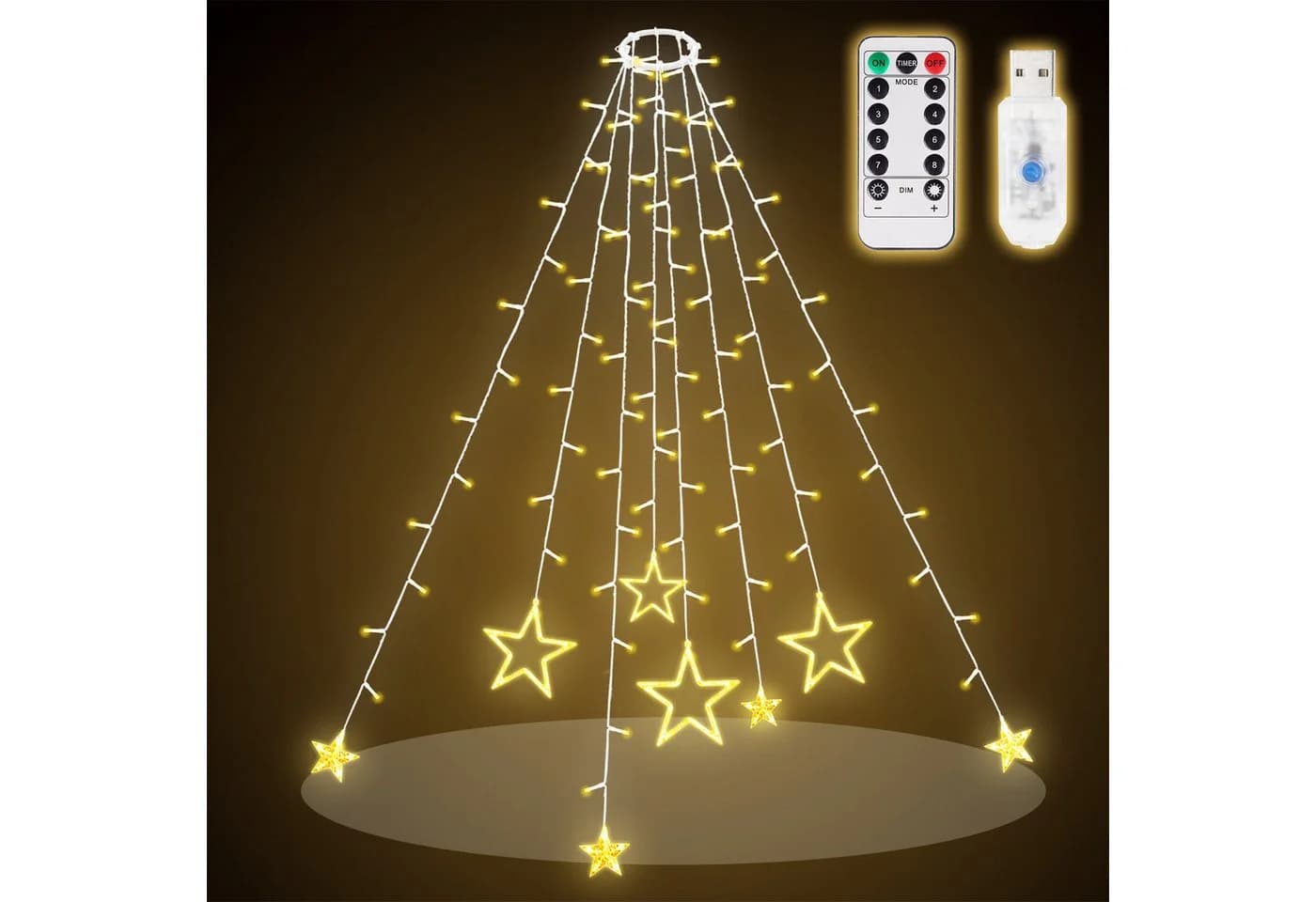 Salcar LED-Lichterkette Weihnachtsbaum 10m Warmweiß mit Fernbedienung - Bild 2