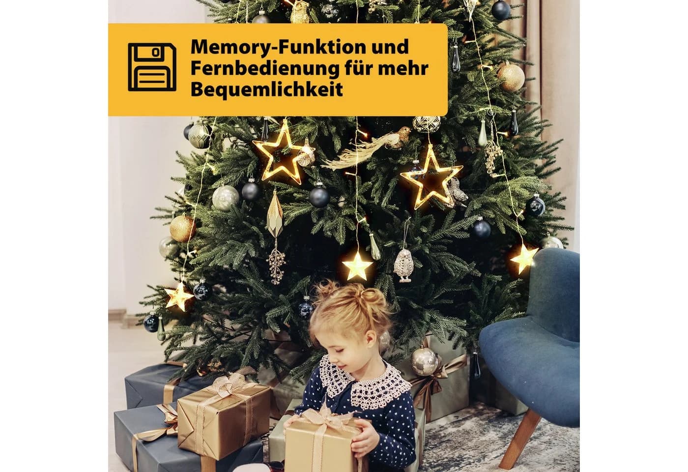 Salcar LED-Lichterkette Weihnachtsbaum 10m Warmweiß mit Fernbedienung - Bild 3