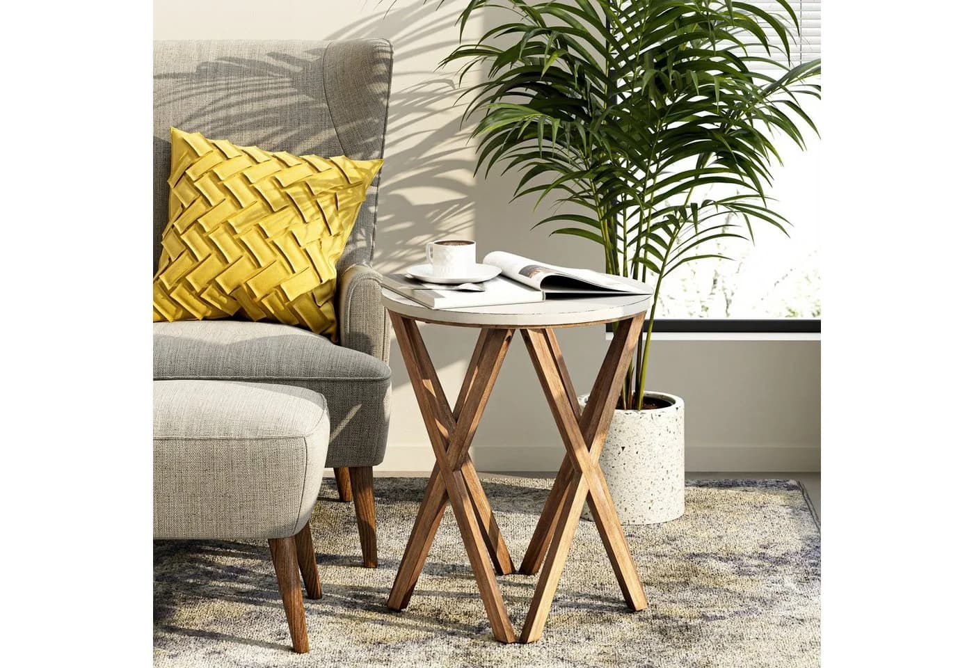 HomeGuru Couchtisch Rustikal Holzoptik Vintage